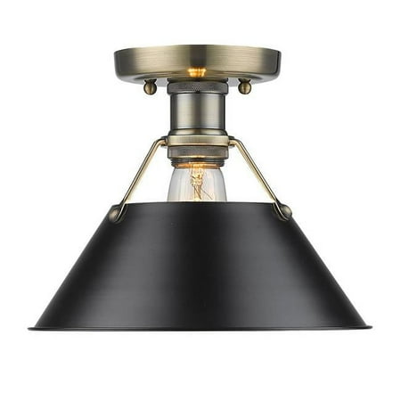 

Orwell AB Flush Mount in Aged Brass with Black Shade