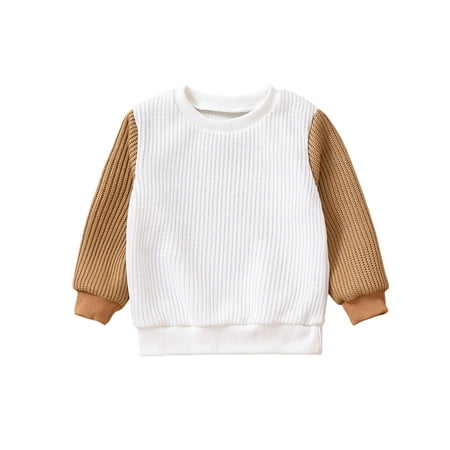 

Diconna Toddler Infant Baby Girl Boy Knit Sweater Blouse Pullover Sweatshirt Crewneck Fall Winter Knitted Tops Khaki 12-18 Months