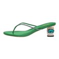 thumbnail image 2 of XYD Women Bling Thong Crystal Block Low Heel Sandals Flip Flops Round Open Toe Slip On Casual Dressy Shoes Size 10 Green, 2 of 4