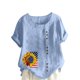 thumbnail image 1 of Vestidos Casuales Para Mujer, Blusas De Mujer De Moda Blusa informal de lino con botones y manga corta estampada para mujer, 1 of 4