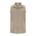 thumbnail image 3 of Chiccall Mens Casual Button Down Shirts 2025 Summer Fashion Solid Sleeveless Tank Tops Khaki, 3 of 5