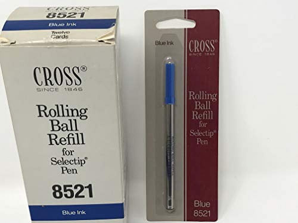 Cross Blue Gel Ink Rolling Ball Refill 12 Pack for Selectip Pens - 12 Refills