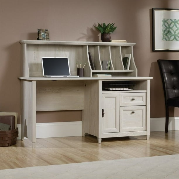 Sauder Edge Water Computer Desk with Hutch in Chalked Chestnut