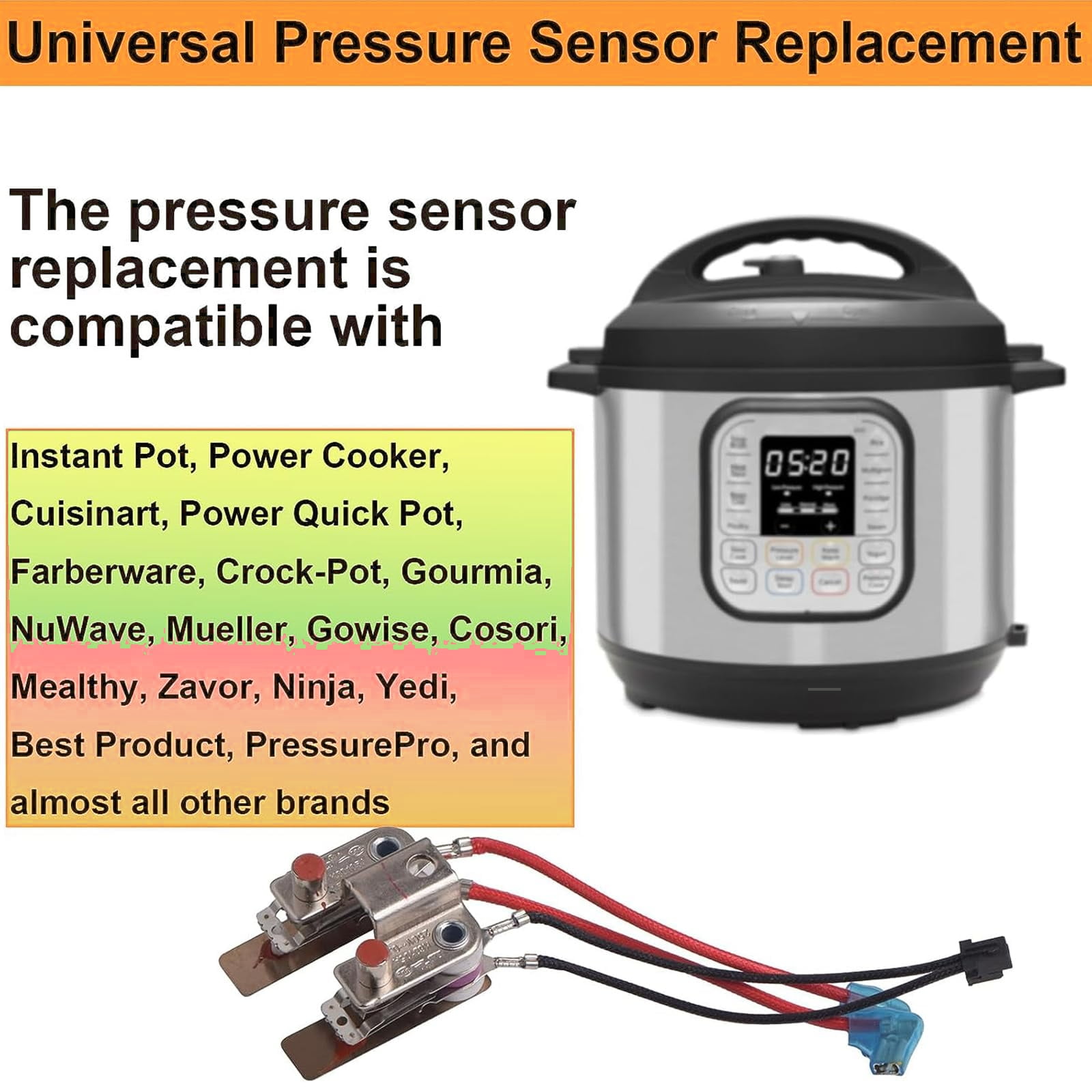 Pressure Sensor Compatible with Instant Pot Power Cooker Power Quick Pot Cuisinart Crock Pot Gourmia Power Cooker Pressure Switch Replacement KSD105 KSD105A YCD3005 YCD3008 2 Pack Walmart