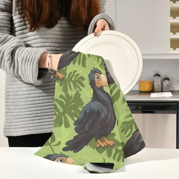 BZSMCE Kitchen Towels Creative Black Vulture Cute Pattern Pattern Durable Kitchen Towel