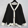 thumbnail image 6 of UYISJ Women's Casual Loose Knitted Cardigan Long Sleeve Open Front Blocked Color Button Down Oversized Sweater Coats M, 6 of 6