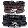 thumbnail image 1 of 6 uds pulseras de cuero para hombres y mujeres pulsera trenzada cuerda árbol de la vida pulsera Vintage ajustable negro marrón, 1 of 5