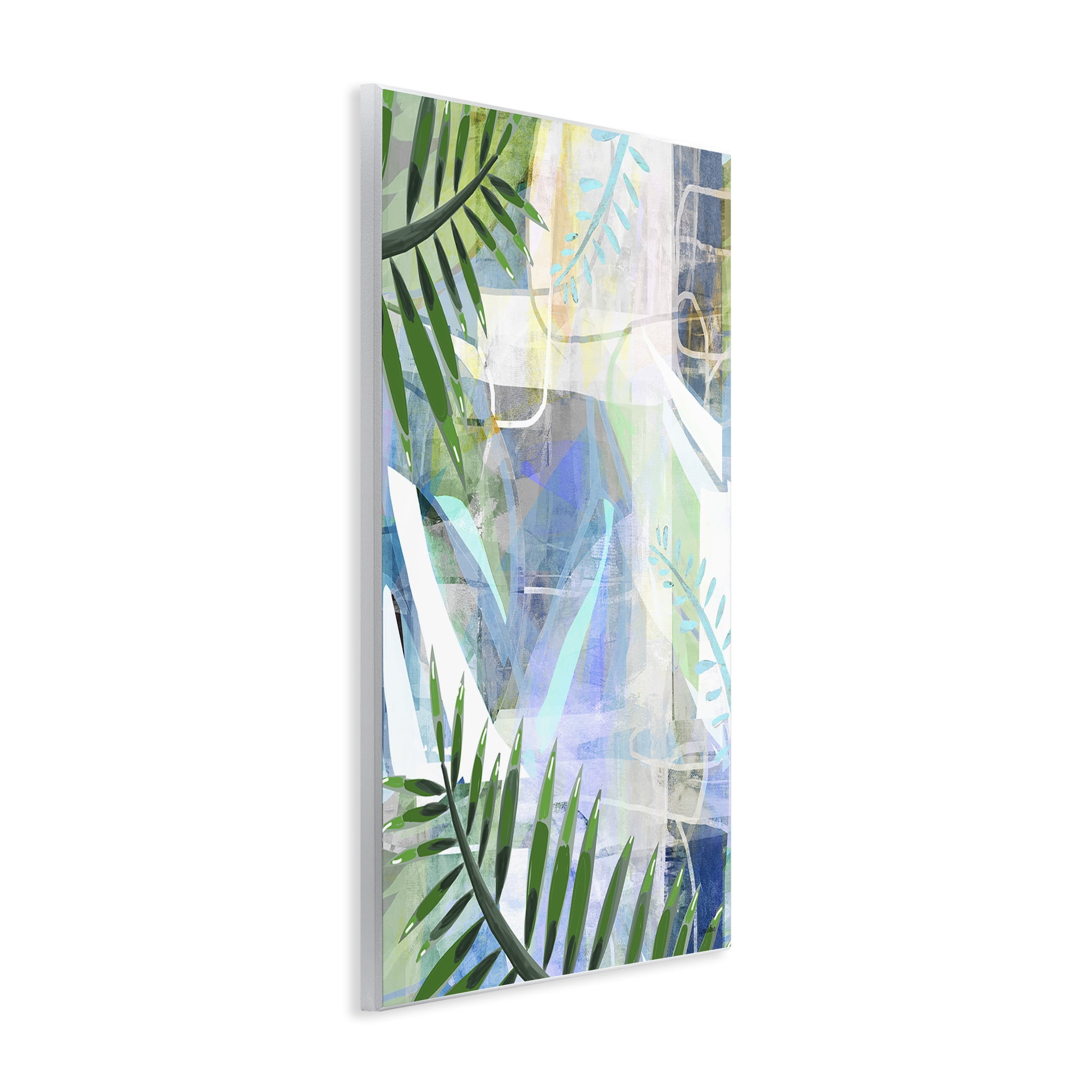 Stupell Industries Geometric Tropical Leaves Coastal Painting Unframed Art Print Wall Art, 13 x 19