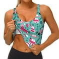 thumbnail image 4 of Haiem Excavator Pattern Womens Sports Bra - U Neck Padded Low Impact Yoga Bra Workout Crop Top Gym Moisture-Wicking Workout Vest -XX-Large, 4 of 9