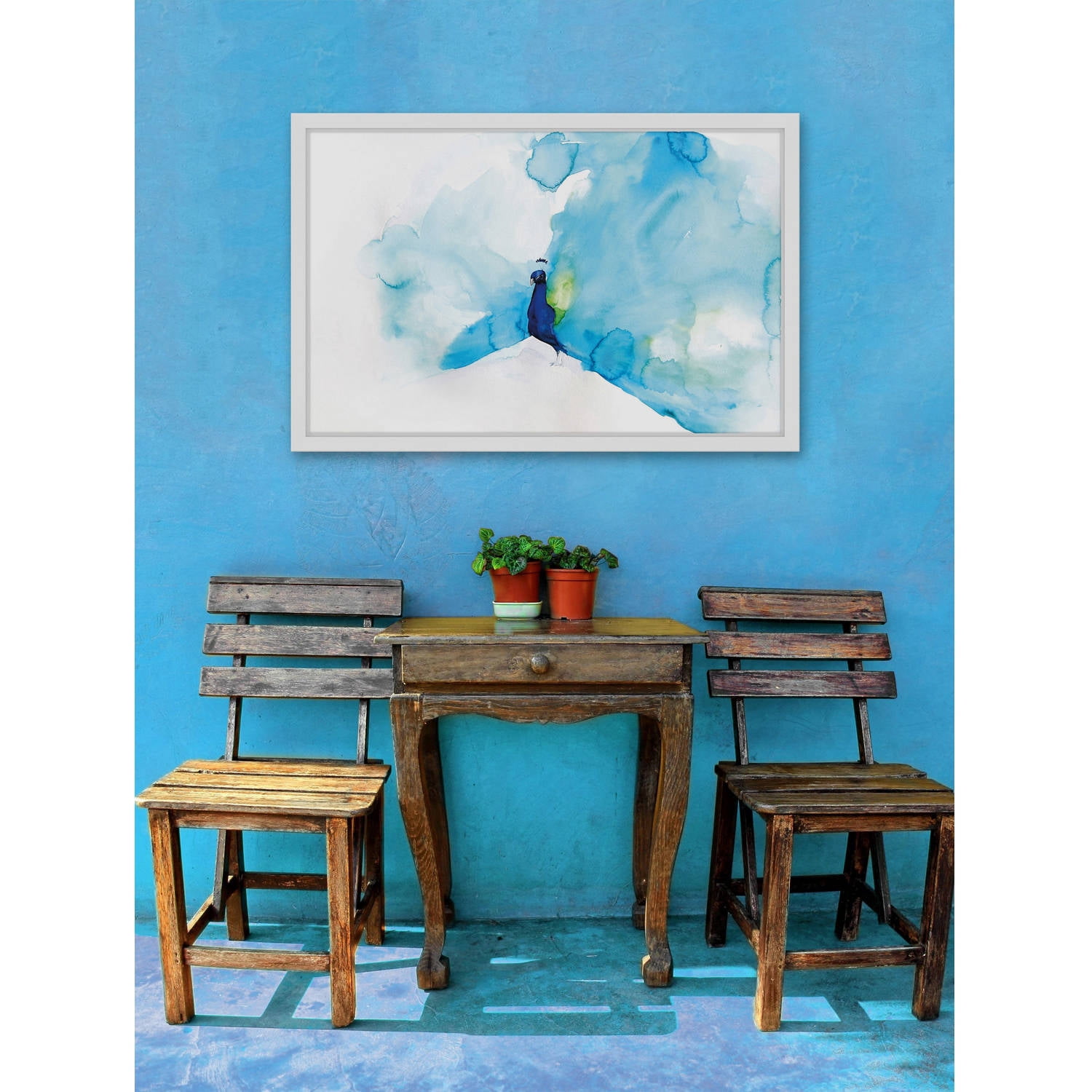 Marmont Hill "Peacock Blue" by Christine Lindstrom Framed Painting Print