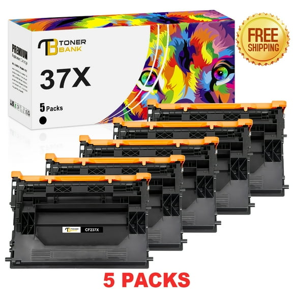 Toner Bank 37X CF237X | Compatible Black Toner Cartridge for HP 37A 37X CF237X CF237A LaserJet Enterprise M608dn M608x M609dn M608dh M609dh MFP M632fht M631z M633fh M631dn Print Ink * 5