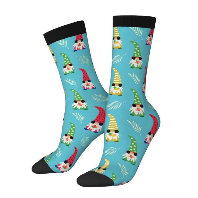 Fotbe Gnomes Holding Fruits Calcetas Largas con Estampado para Hombre y Mujer – Calcetas de Compresión Transpirables y Elásticas, Viajar y Uso Diario Talla 5-11