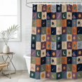 thumbnail image 4 of Purple Green Blue Plaid Bathroom Shower Curtains with 12 Hooks Polyester Waterproof Shower Curtain for Stalls and Bathtubs Moon Floral Cat Checked Decorative Bathroom Privacy Curtain 54x78 Inches, 4 of 9