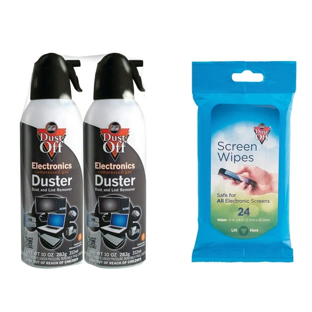 DustOff DSXLP Disposable Dusters, 2 Pk & DEW24CT Screen Wipes, 24 Pk