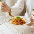 thumbnail image 3 of Ornate French Style Plate, Ceramic Dinnerware w/ Embossed & Lace Edge for Dessert, Salad (8/1-inch), 3 of 5