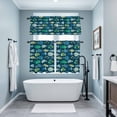 thumbnail image 5 of Cartoon Funny Blue Stripes Little Fish Curtain Tier and Valance Set 3 Piece, Ocean Waves 3-inch Rod Pocket Window Tier Curtains Valance for Kitchen Living Room, 5 of 9