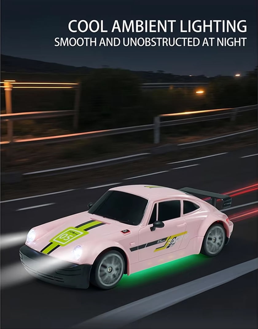 FQD15 1:20 Scale High-Speed Remote Control Drift Car, 2.4G 4WD Alloy RC Racing Car with Cool LED Lights for Teens and Adults