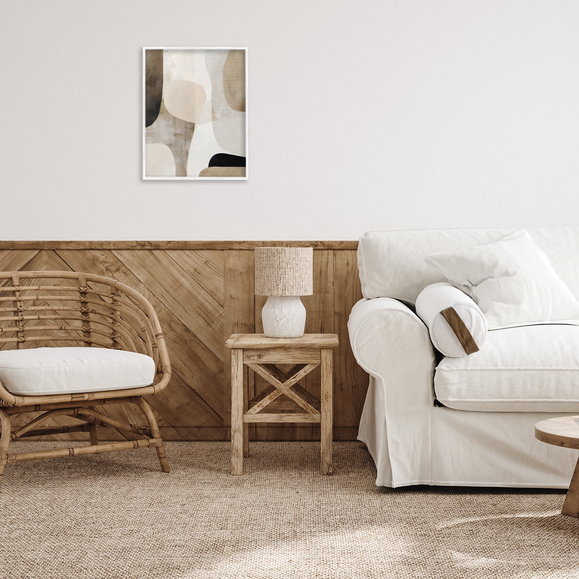 Stupell Industries Tan Shapes Organic Balance White Framed Giclee Art, design by Ink Drop Loft