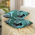 thumbnail image 4 of Set of 2 Modern Turquoise Decor Throw Pillow Covers 22x22 Inch for Bed Couch,Geometric Striped Pillow Covers,Mid Century Cushion Covers,Grunge Oil Painting Artwork Decorative Pillow Covers,Teal, 4 of 7