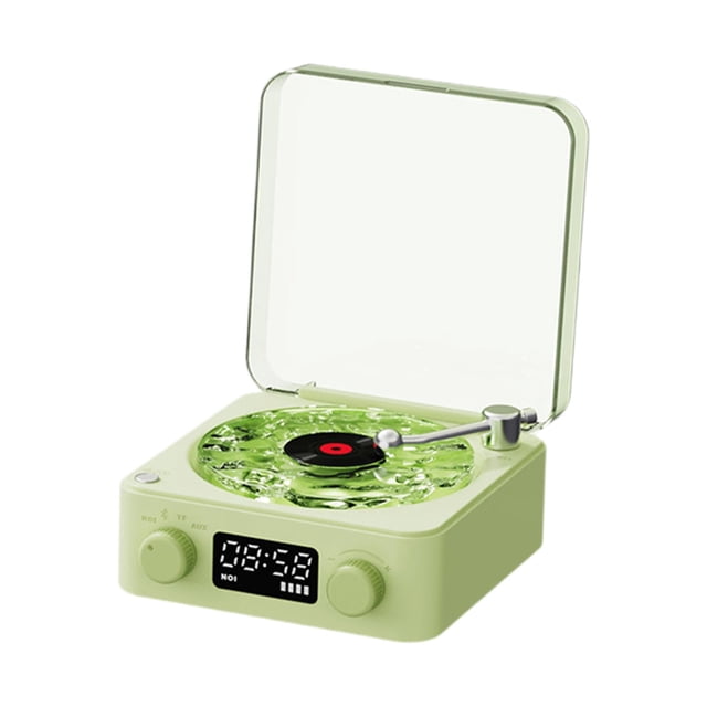 Tocadiscos, efecto de lámpara de proyección RGB, sonido envolvente de 360 grados, altavoz retro para adultos de la familia Verde