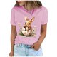 thumbnail image 2 of Tops de Cuello Alto para las Mujeres Amante Impreso Camiseta Cuello Redondo Manga Corta, Poliéster Spandex, 2 of 7