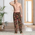 thumbnail image 4 of Uemuo Rose Flowers Pattern Men's Wide Leg Palazzo Lounge Pants with Pockets Light Weight Loose Comfy Casual Pajama Pants-Small, 4 of 8