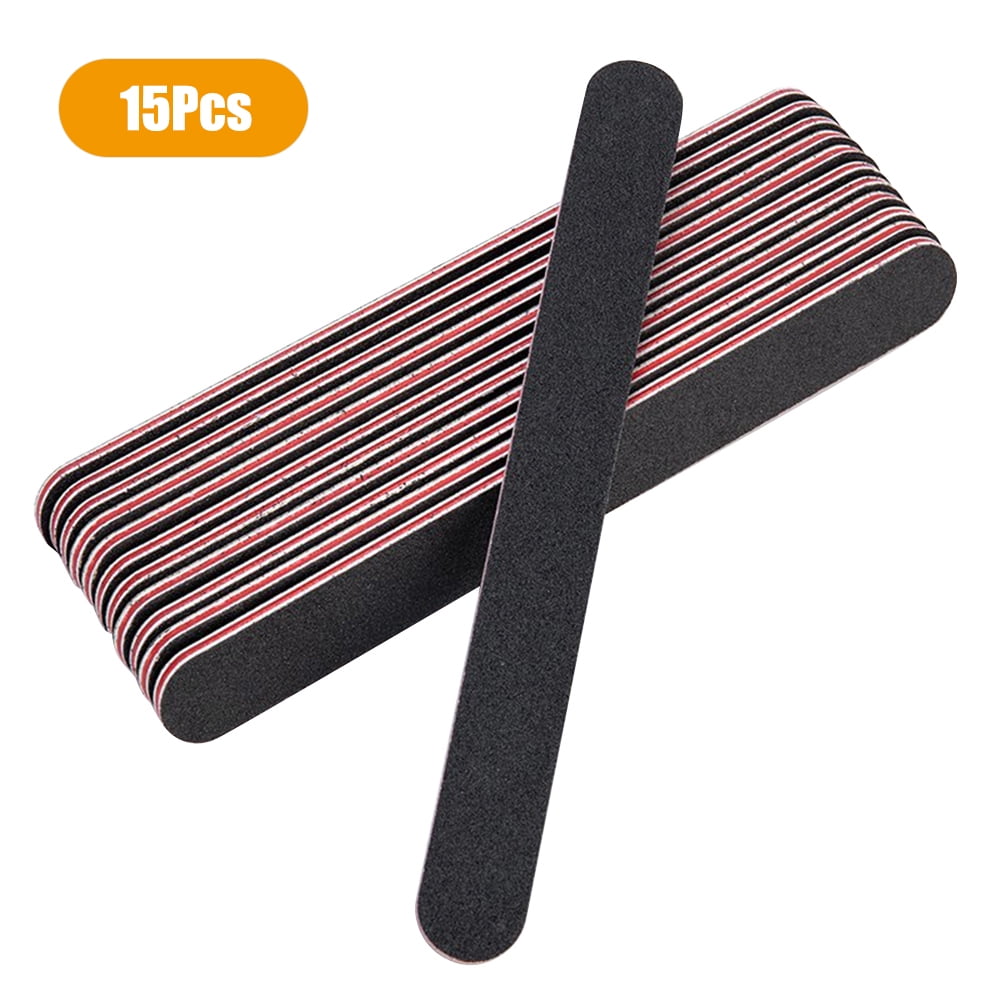 15Pcs Professional Nail Files Double Sided Emery Boards 100/180 Grit