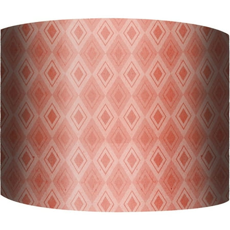 12" Drum Lamp Shade, Red Pattern