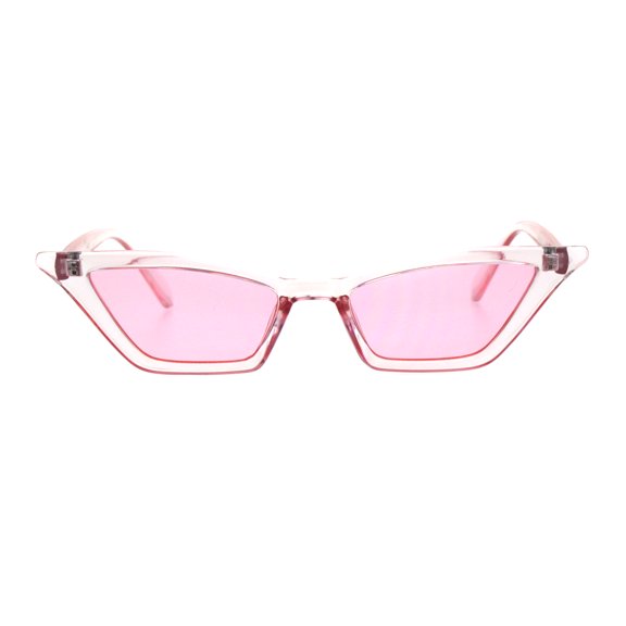 Womens Narrow Goth Cat Eye Vintage Retro Mod Sunglasses Beige Pink