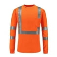 thumbnail image 4 of Men's Reflective Strip Long Sleeve Work T-Shirt Construction Workwear for Spring Fall Safety Wear,Saffron,XL, 4 of 5