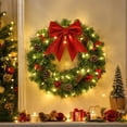 thumbnail image 6 of 16 Inch Pre-Lit Artificial Christmas Wreath with Warm White LED Lights, Red Bow, Pinecones & Berries for Front Door Holiday Decor, 6 of 8