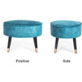 thumbnail image 2 of Homebeez Oval Fabric Ottoman Footrest Vanity Stool Blue, 2 of 8