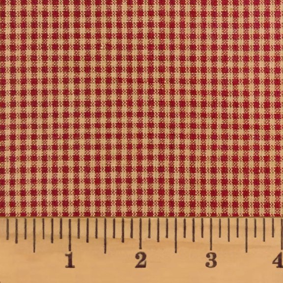 Primitive Red 2 Plaid Homespun Cotton Fabric - Sold by the Yard - JCS Fabric