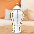 thumbnail image 4 of kowaku Porcelain Ginger Jars for Home Decor - White Gold Decorative Ginger Jar Vase  with Lid - Ceramic Temple Jar, 4 of 8