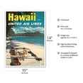 thumbnail image 2 of Hawaii - Outrigger Canoe (Wa’a) - Diamond Head Crater - United Air Lines - Vintage Hawaiian Travel Poster c.1960s - Master Art Print 10in x 14in, 2 of 4