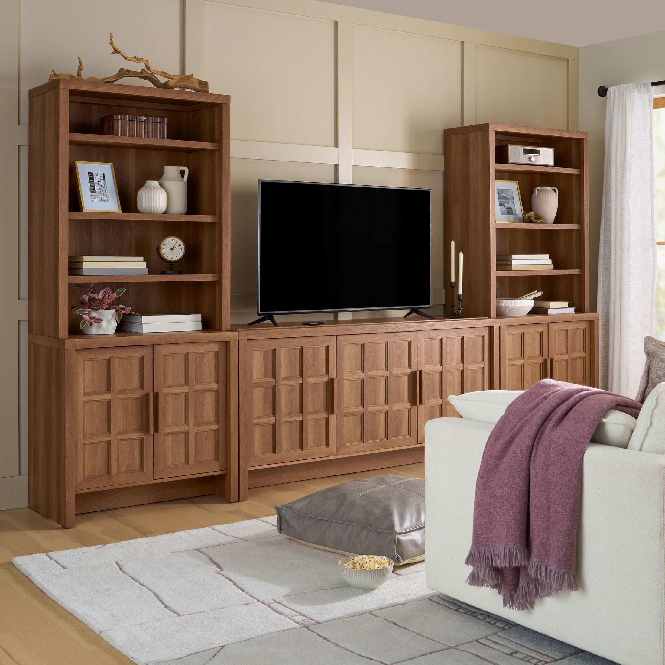 Better Homes & Gardens Mason TV Stand for TVs up to 75", Brown Oak Finish