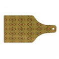 thumbnail image 1 of Kente Pattern Cutting Board, Diagonal Pattern in Warm Colors and Small Triangles, Decorative Tempered Glass Cutting and Serving Board, Wine Bottle Shape, Earth Yellow Vermilion, by Ambesonne, 1 of 1
