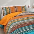 thumbnail image 4 of Orange Quilt Set King Size, Stripe Boho 3 Pieces Quilts Bedspread Set Bohemian Lightweight Microfiber All Season Bedding Coverlet Set for King Bed (104"x90"), 4 of 8