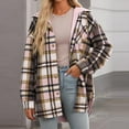 thumbnail image 6 of Elabch Womens Long Sleeve Button Down Plaid Shirts Flannel Hooded Shacket Jacket Hoodie Coats with Pocket Pink L, 6 of 8