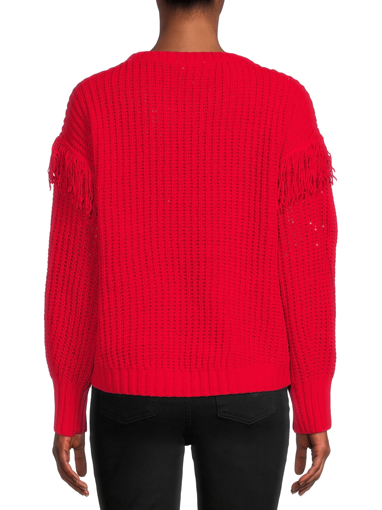 No Boundaries Juniors' Chenille Fringe Sweater