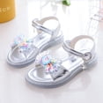 thumbnail image 1 of Sandalias de Disney para niñas, nuevos zapatos de princesa a la moda con diamantes de imitación de dibujos animados para niños, lazo de fondo suave, Frozen Elsa, plantilla de 21,8 cm Gao Jinjia LED, 1 of 2