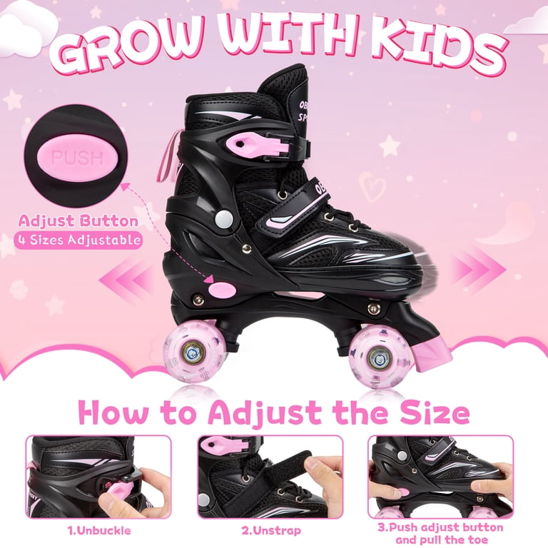 Apollo Kids/Women's Adjustable Roller Skates - Teal Pink - Various Sizes Available