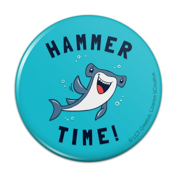 Hammerhead Shark Hammer Time Funny Humor Pinback Button Pin