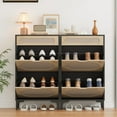 thumbnail image 3 of Rattan Shoe Cabinet with 2 Flip Drawers and 1 Pull-Out Drawer, Free Stand Shoe Storage Cabinet, 3 Adjustable Shelf, Narrow Shoe Cabinet for Entryway/Porch, 3 of 8