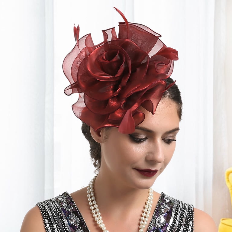 Women Fascinator Hat, Faux Feather Flower Shape Mini  display picture 1