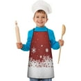 thumbnail image 2 of Red Christmas Snowflake Pattern Kids Aprons for Girls and Boys,Adjustable Neck Strap Toddler Aprons for Kids Cooking Baking, 2 of 7