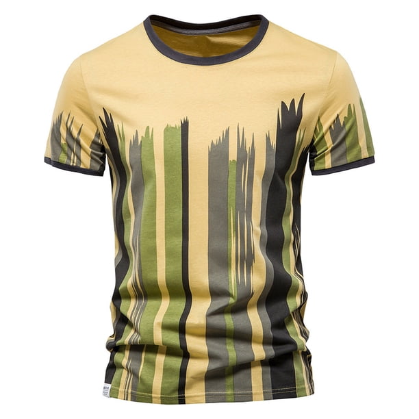 Camiseta de manga corta con estampado cómodo de algodón de verano para hombre Pompotops oipoqjl31934