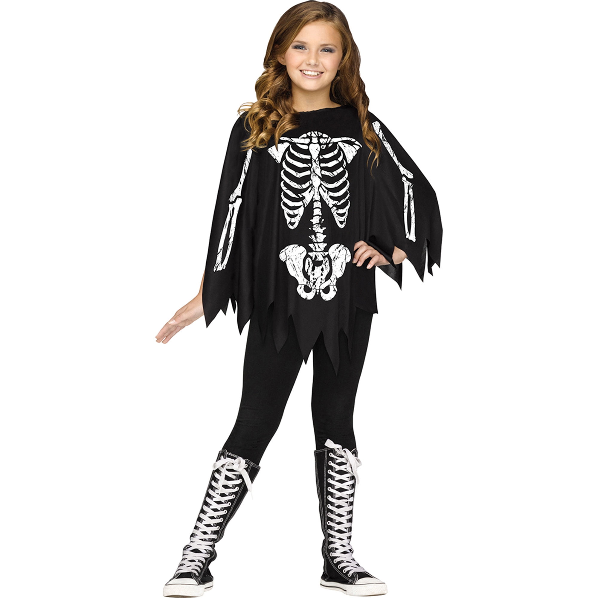 Morris Costumes Girls New Skeleton Halloween Quick Costume Black 414