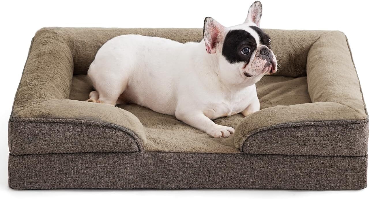 Monthly Sold 5W+ Orthopedic Dog Sofa for Large DogsSupportive Foam Pet Cushions Bed with Washable Removable Cover Egg-Crate Foam Waterproof Lining Bottom Available in 2 colors and multiple sizes
