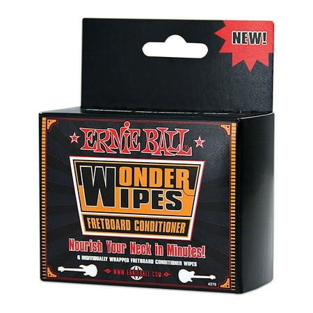 Wonder Wipes Fretboard Conditioner, 6 Pack, 6 individually wrapped wipes By Ernie (Best Guitar Fretboard Conditioner)